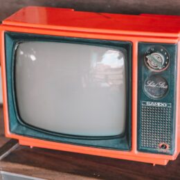 an old analog television on display in a cafe in Thailand
