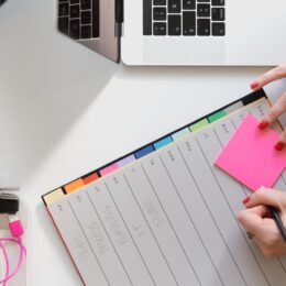 an editor planning out social media content