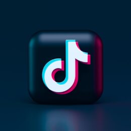 a 3d version of tiktok's logo in dark mode style